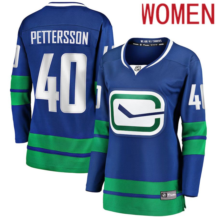 Women Vancouver Canucks 40 Elias Pettersson Fanatics Branded Royal Alternate Premier Breakaway Player NHL Jersey